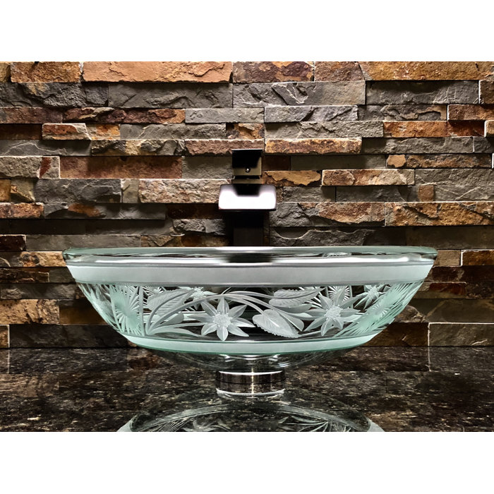 Elegant Glass Engraving Studio 16.5'' Clear Glass Circular Vessel